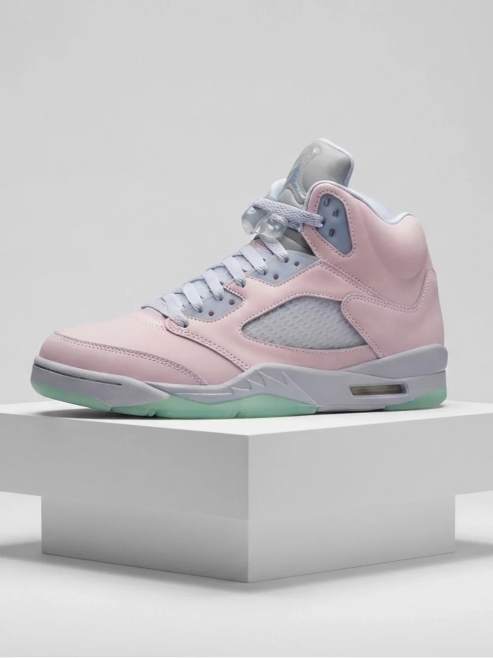 Jordan Pink and Light Blue High-Top Sneakers